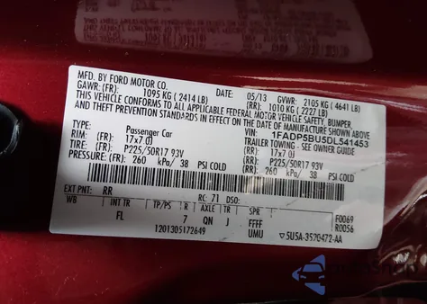 2013 Ford C-Max Hybrid Sel z USA, uszkodzony, nr VIN 1FADP5BU5DL541453